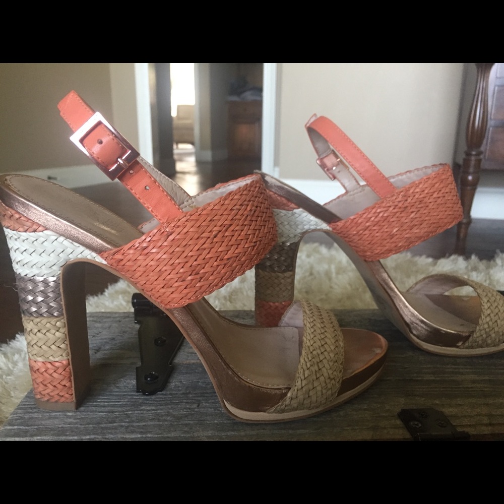 Vince Camuto coral multicolor block heels